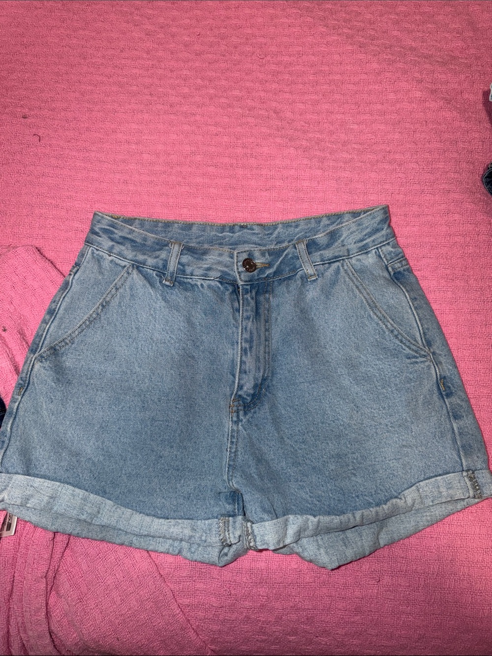 SHEIN Light Blue High-Waist Denim Shorts